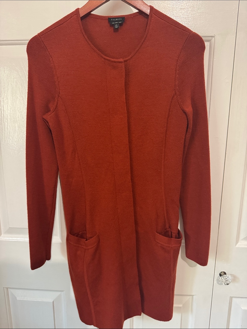 Talbots Marano Wool Burnt Orange Long-Sleeve Knit Cardigan size XS